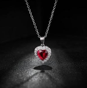 18K White Gold Plated Crystal Heart Necklace